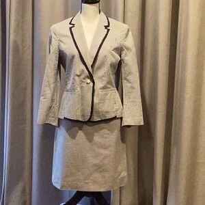 LOFT Seersucker Skirt Suit, blazer size 8, skirt size 6.